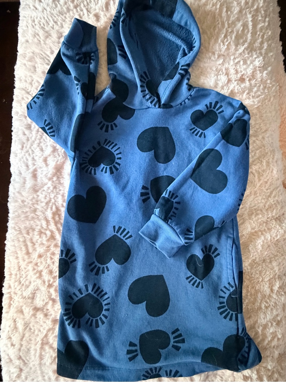Old Navy Blue Heart-Print Hoodie Dress